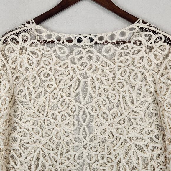 Soulmates Women's Silk Cream Lace Cardigan Women’s SZ M EUC - Picture 5 of 13